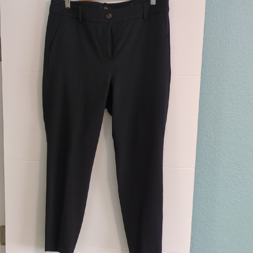 J. Crew Black Ankle Stretch Straight Leg High Waisted Pants Sz 14